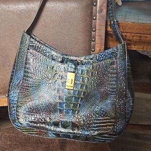 Brahmin Iridescent Crocodile Embossed Shoulder Bag